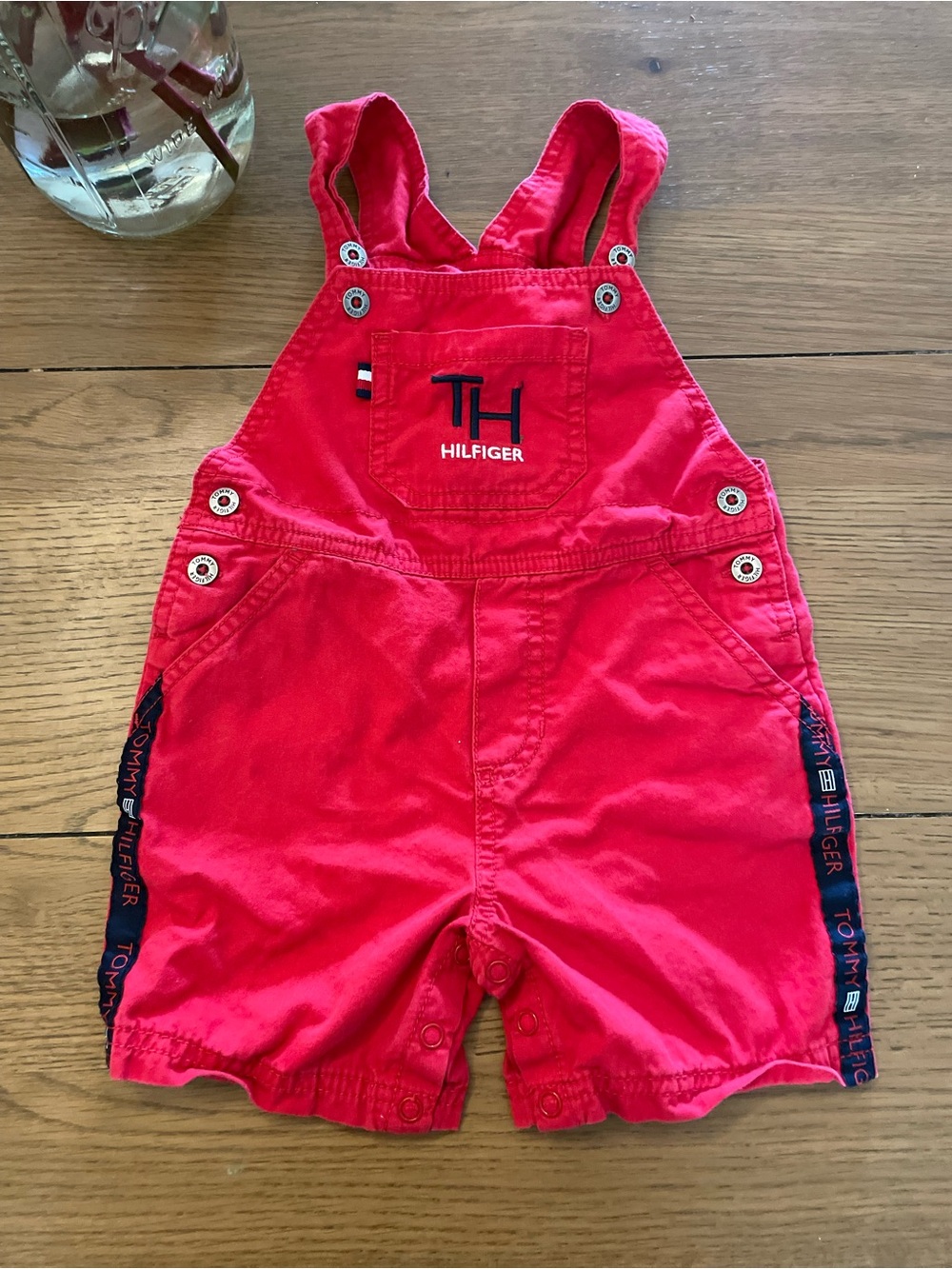 Tommy Hilfiger Red Baby Overalls Shorts 24 months #178